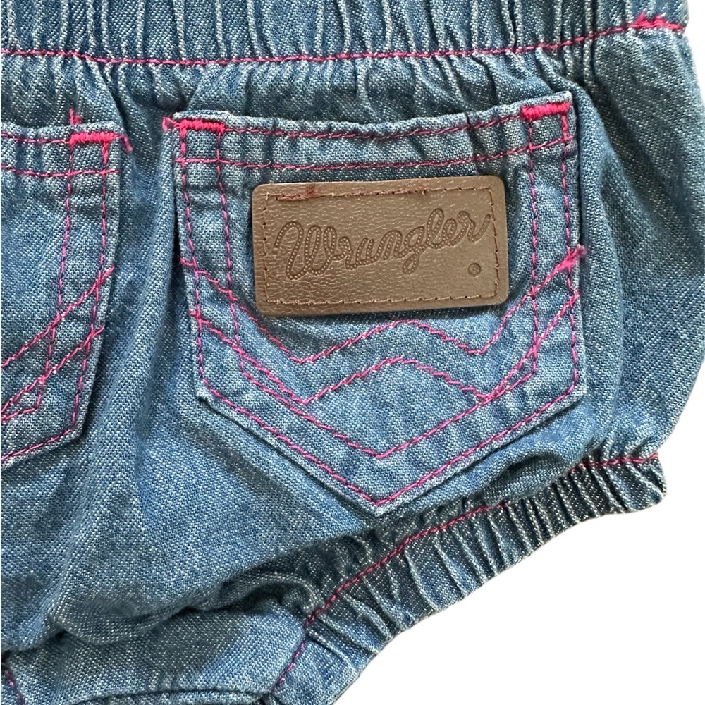 Wrangler Blue Denim Diaper Cover with Pink Stitching Size 3m - Picture 4 of 4